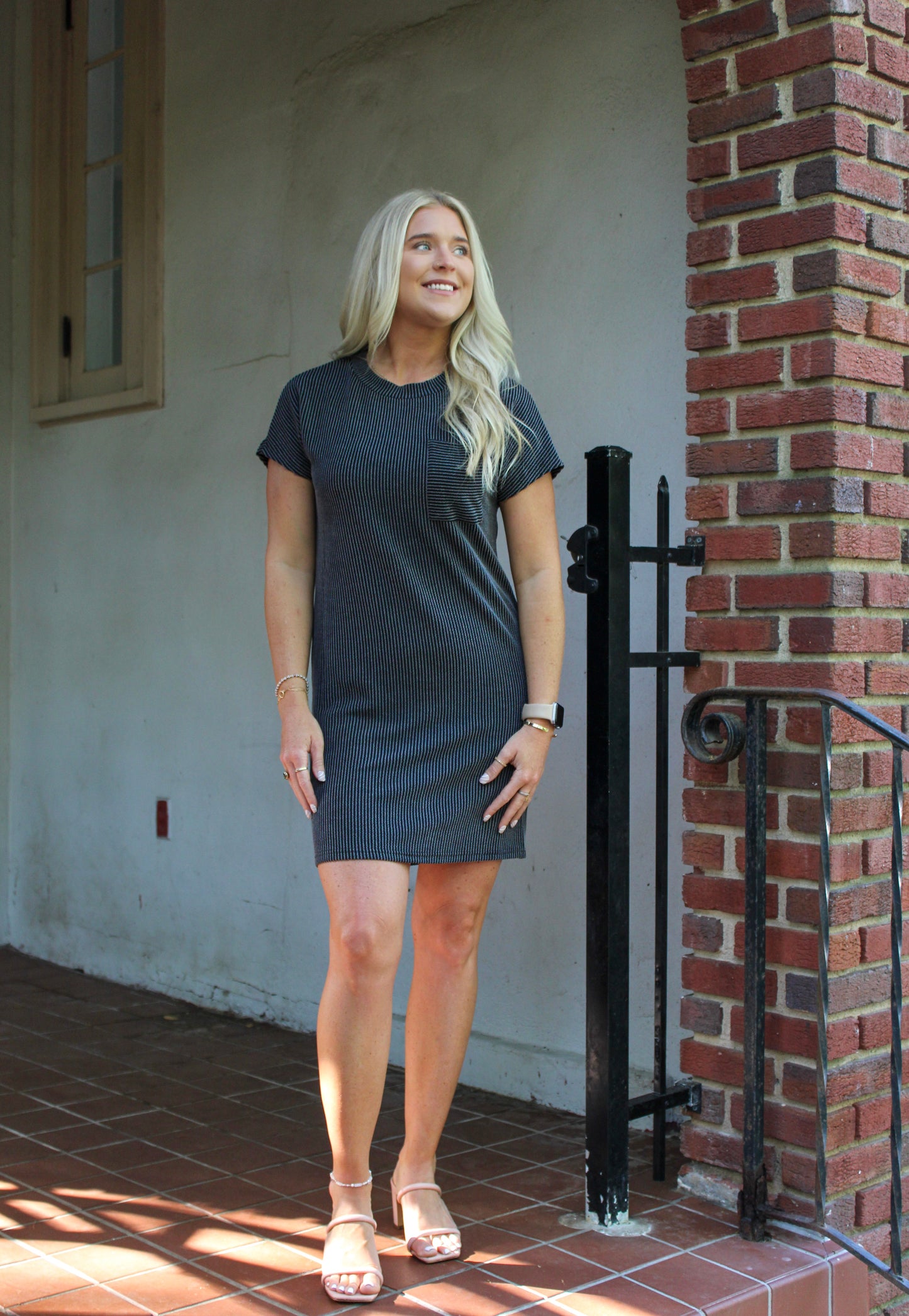 Gray Ribbed T-shirt Dress LT