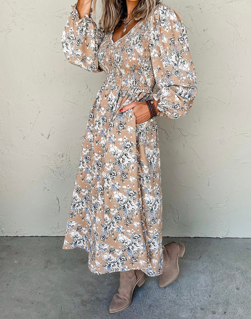 Brown Floral Maxi Dress RTS