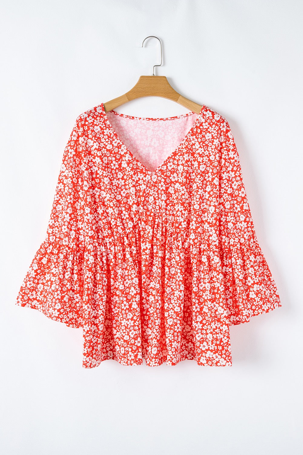 Red Floral Plus Size Blouse December.