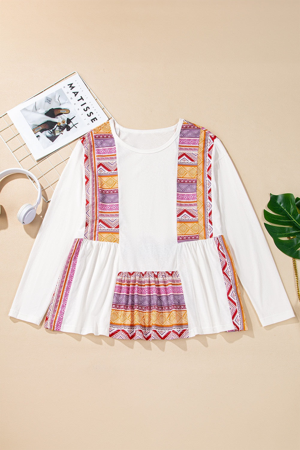 White Aztec Blouse December.