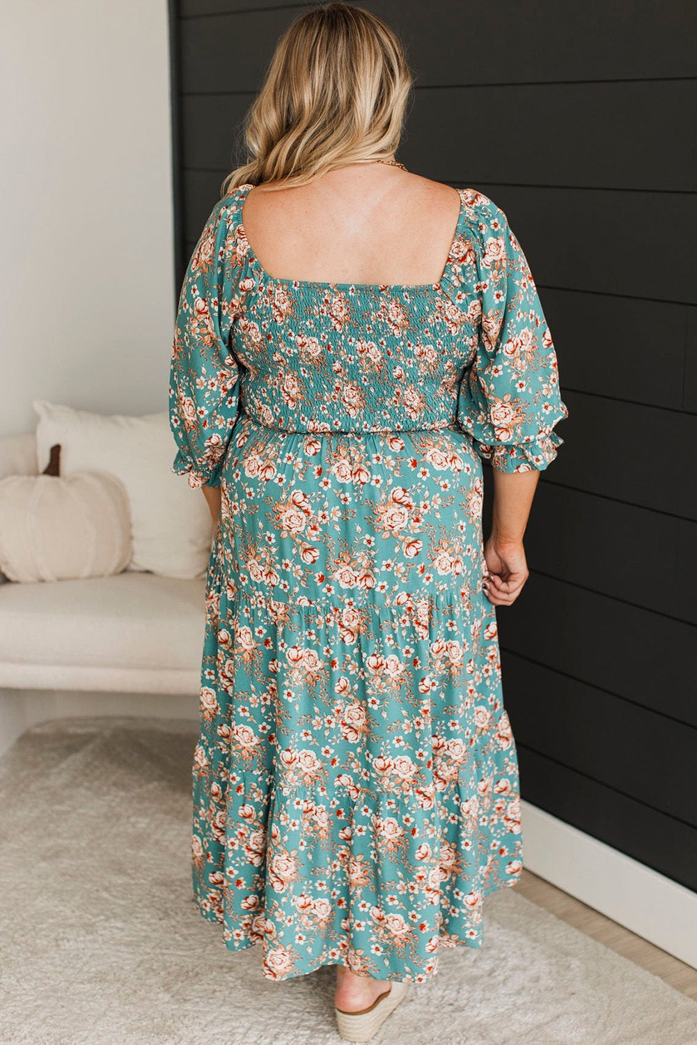 Teal Floral Plus Size Maxi LT